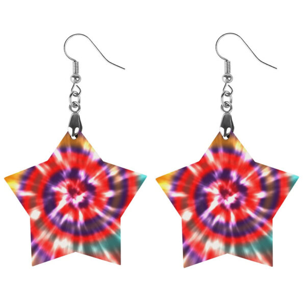 Wooden Tie Dye Swirl Earrings - Image 3