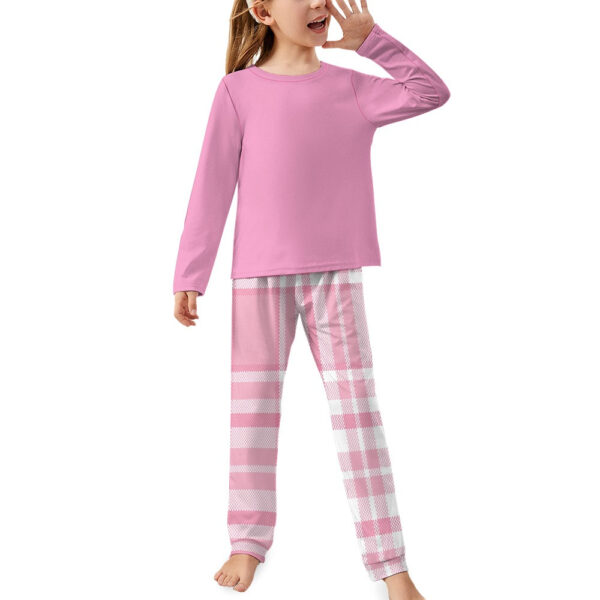 Pink Plaid Girl's Pajama Set - Image 4