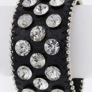 Crystal Stud Genuine Leather Cuff