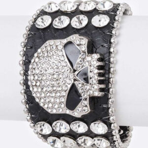 Crystal Skull Leather Bracelet