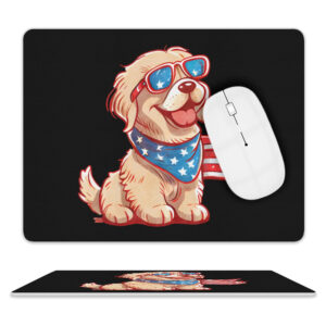 Patriotic Golden Retriever Leather Mouse Pad