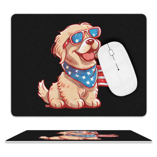 Patriotic Golden Retriever Leather Mouse Pad
