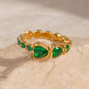 Stainless Steel Heart Rhinestone Ring