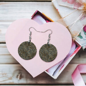 Wooden Blue Leopard Earrings