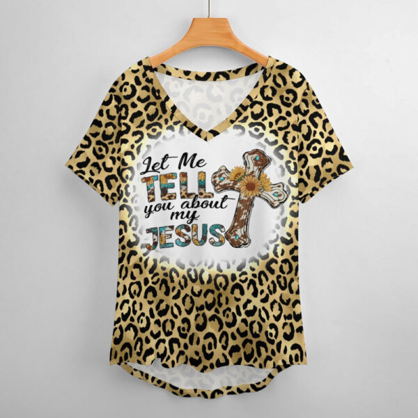Western Jesus Ladies V-Neck Loose Short Sleeve T-Shirt - Image 7