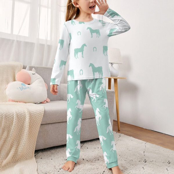 Lt Green Horses Girl's Pajama Set - Image 4