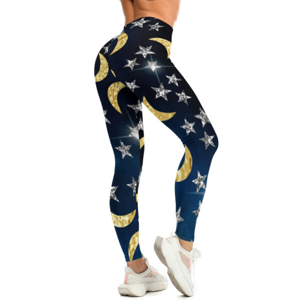 Moon and Stars Soft Ladies Tight Yoga Pants - Image 8