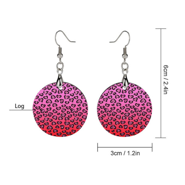 Wooden Pink Leopard Hearts Earrings - Image 5