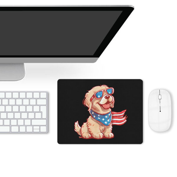 Patriotic Golden Retriever Leather Mouse Pad - Image 2