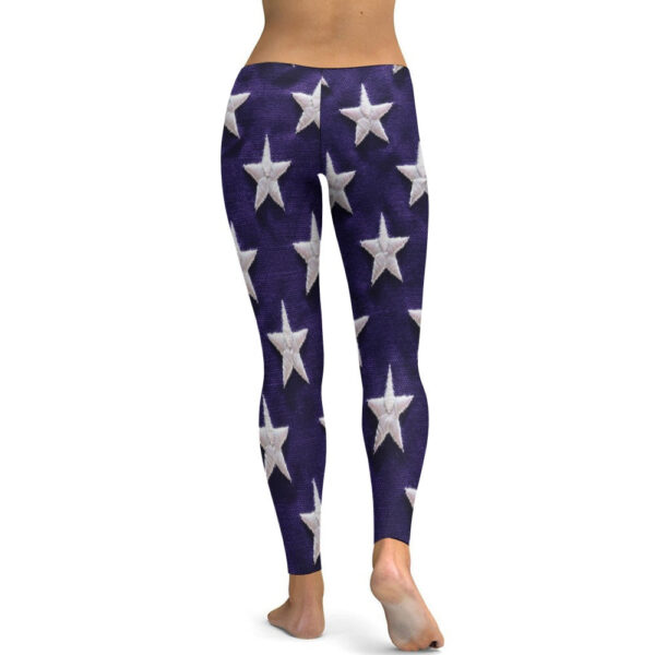 Flag Stars Soft Ladies Tight Yoga Pants - Image 3