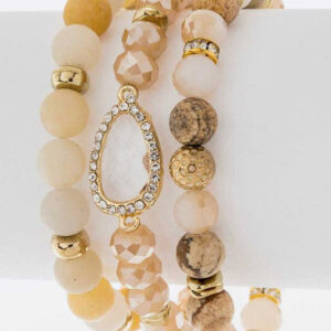 Semi Precious Mix Beads Stretch Bracelet Set