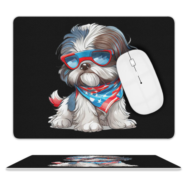 Patriotic Shih Tzu Leather Mouse Pad