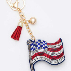 Crystal American Flag Key Chain