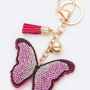 Rhinestone Butterfly Pillow Key Chain