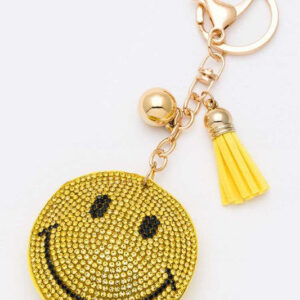 Rhinestone Smiley Face Pillow Key Chain
