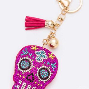 Crystal Sugar Skull Pillow Key Chain