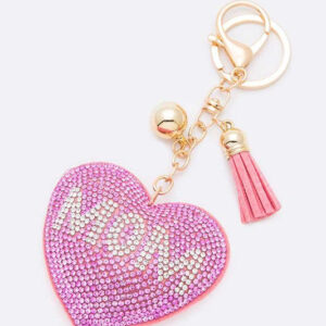 Pink MOM Crystal Pillow Key Chain