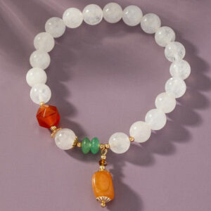Stretch Clear Agate Bead Bracelet Brown Agate Drop