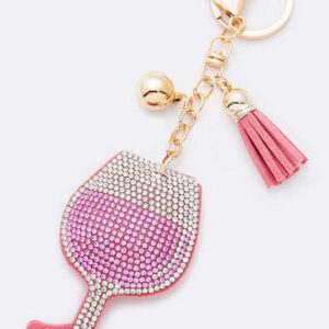 Rose Wine Glass Stone Pillow Key Chain