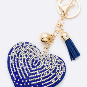 Blue And Clear Heart Stone Pillow Key Chain