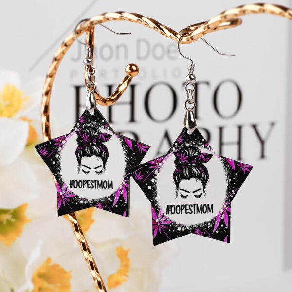 Wooden Dopest Mom Earrings - Image 3