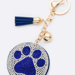 Blue Pawl Print Crystal Pillow Key Chain