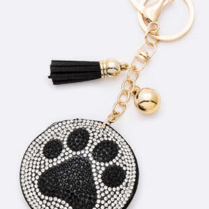Black Pawl Print Crystal Pillow Key Chain