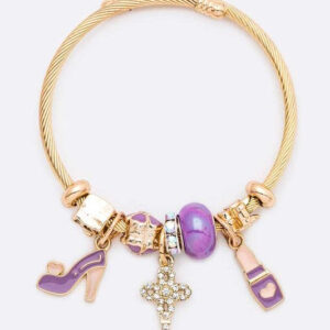 Heels And Lips Tick Mix Charm Cable Bracelet