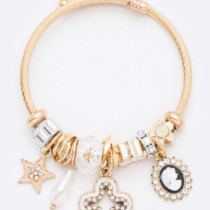 Crystal Mix Charm Crystal Cameo Heirloom  Bracelet