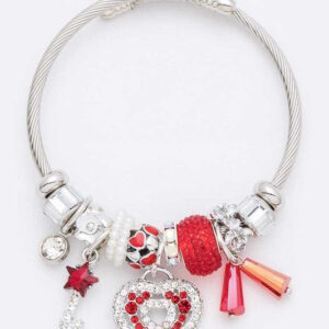 Crystal Heart Mix Charm Cable Bracelet