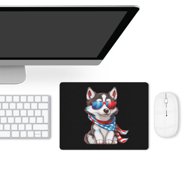 Patriotic Siberian Husky Leather Mouse Pad - Image 4