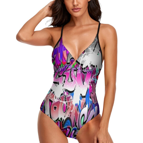 Graffiti Sexy Female Sling One Piece Swimsuit - Image 4