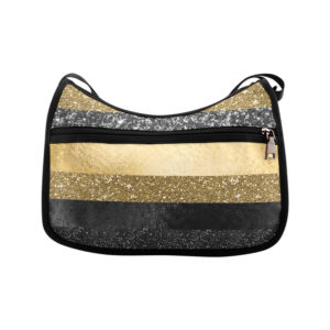 Striped Glitter Shoulder Bag