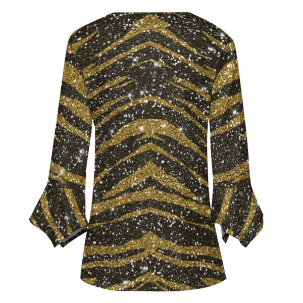 Animal Print Ruffled Petal Sleeve Top - Image 3