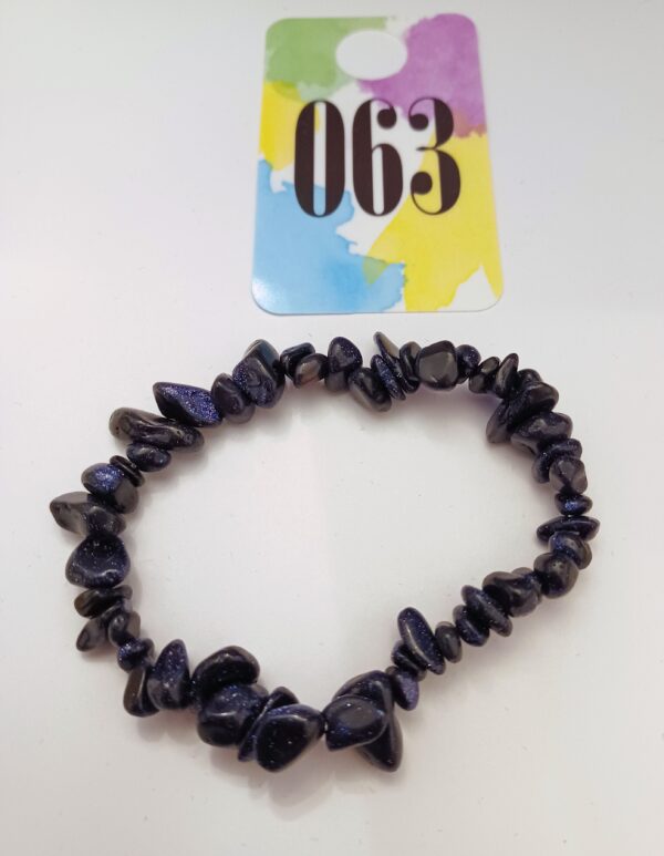Blue Goldstone Natural Stone Stretch Bracelet - Image 2