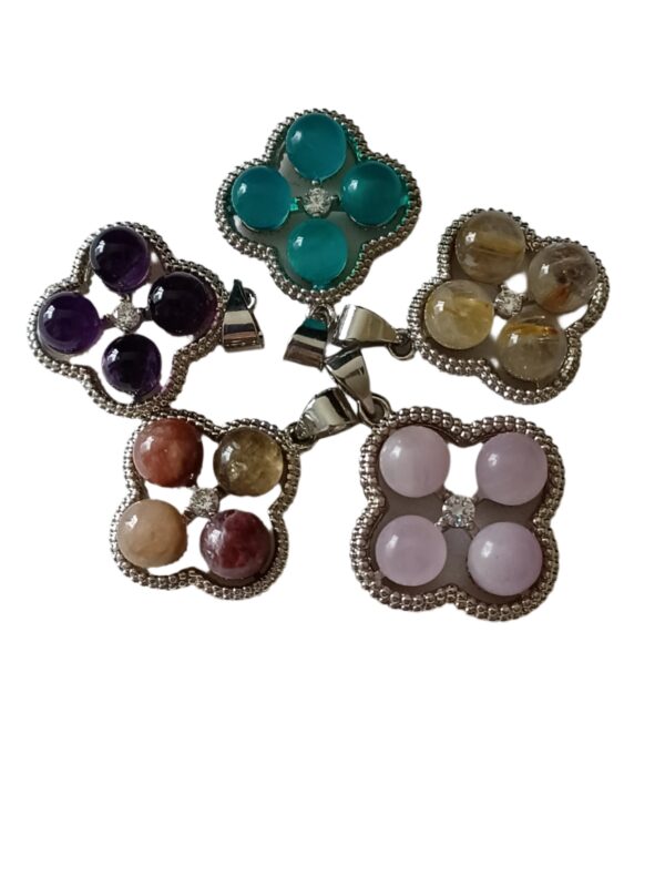 4 Stones + Rhinestone Pendant
