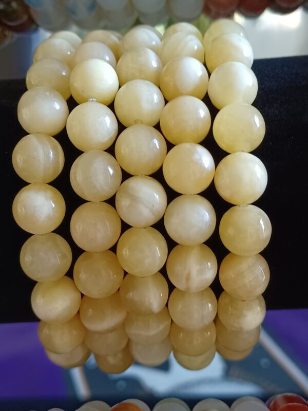 Yellow Calcite Natural Stone Stretch Bracelet - Image 2