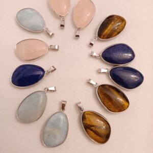 Crystal Pendant with Silver Wrap