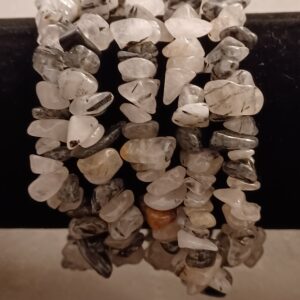 Tourmalinated Quartz Natural Stone Stretch Bracelet