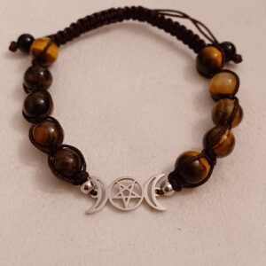 Tiger's Eye Triple Moon Natural Stone Adjustable Bracelet