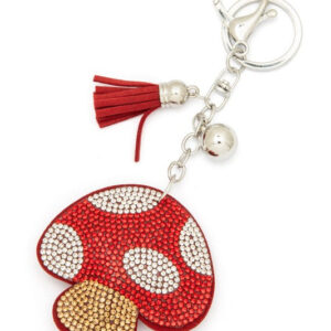 Red Mushroom Rhinestone Pillow Key Chain