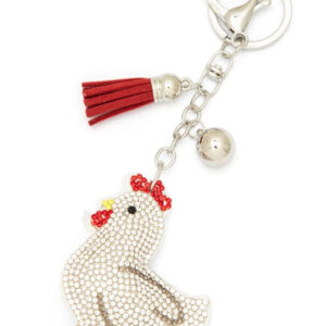 Rooster Rhinestone Pillow Key Chain