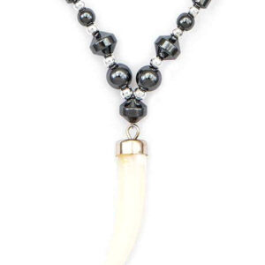 MOP Horn Pendant Hematite Necklace
