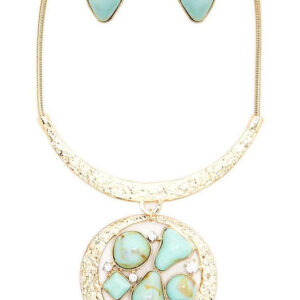Mix Gem Pendant Collar Necklace Set