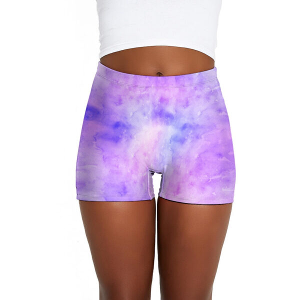 Purple Tie Dye Ladies Shorts - Image 6