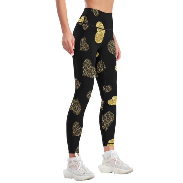 Women's Gold Hearts Comfort Sports Yoga Pants - Image 4