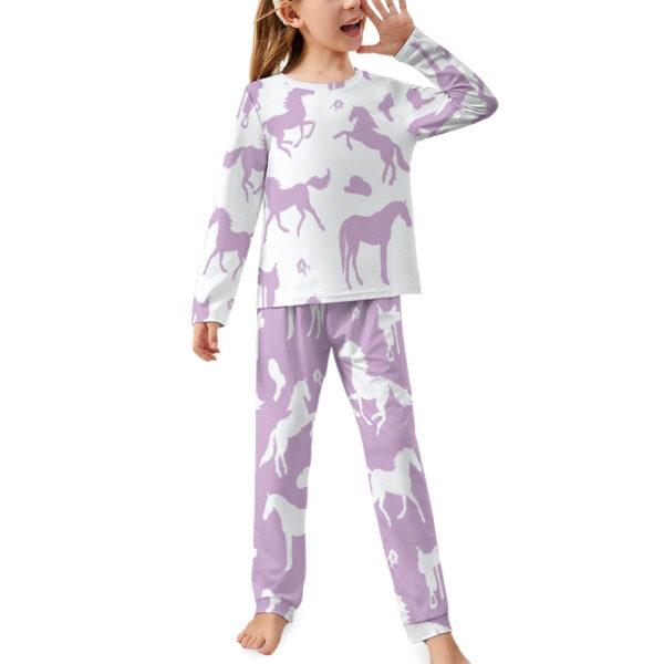 Lt Purple Horses Girl's Pajama Set - Image 3