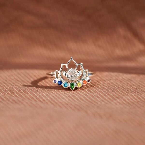 Lotus Shape 925 Sterling Silver Inlaid Zircon Ring - Image 7