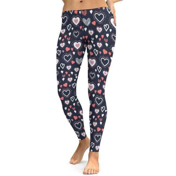 Colorful Hearts Soft Ladies Tight Yoga Pants - Image 5