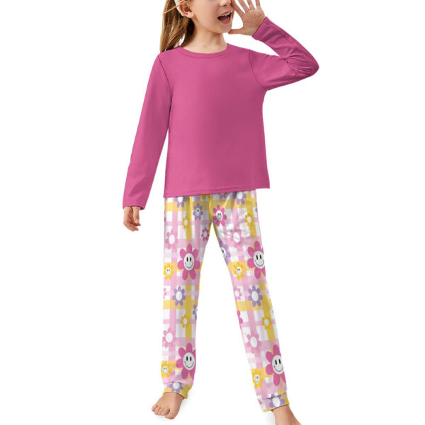 Deep Pink Flowers Girl's Pajama Set - Image 2